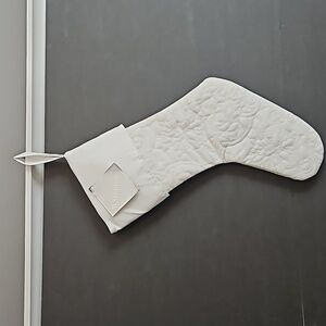 Waterford Fine Linens winter white cream quilted Christmas stocking